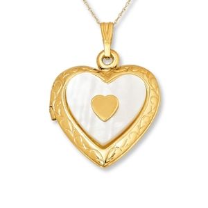 Heart Locket Mother of Pearl 10k Yellow Gold